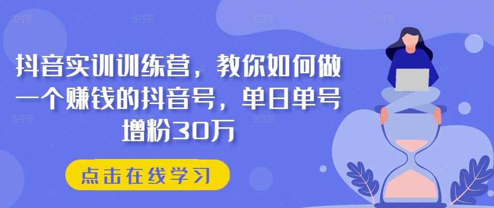 抖音实训训练营，教你如何做一个赚钱的抖音号，单日单号增粉30万-雲鼎文化传媒
