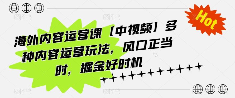 海外内容运营课【中视频】多种内容运营玩法，风口正当时，掘金好时机-雲鼎文化传媒