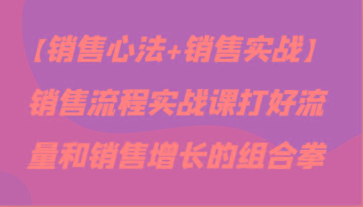 【销售心法+销售实战】销售流程实战课打好流量和销售增长的组合拳-雲鼎文化传媒