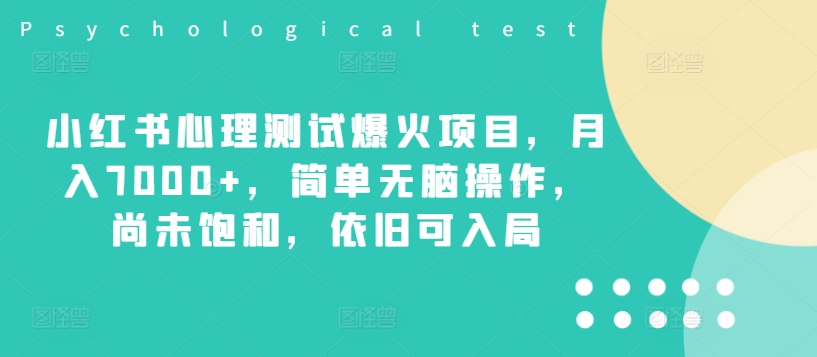 小红书心理测试爆火项目，月入7000+，简单无脑操作，尚未饱和，依旧可入局-雲鼎文化传媒