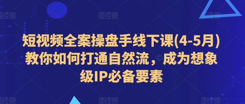 短视频全案操盘手线下课(4-5月)教你如何打通自然流，成为想象级IP必备要素-雲鼎文化传媒