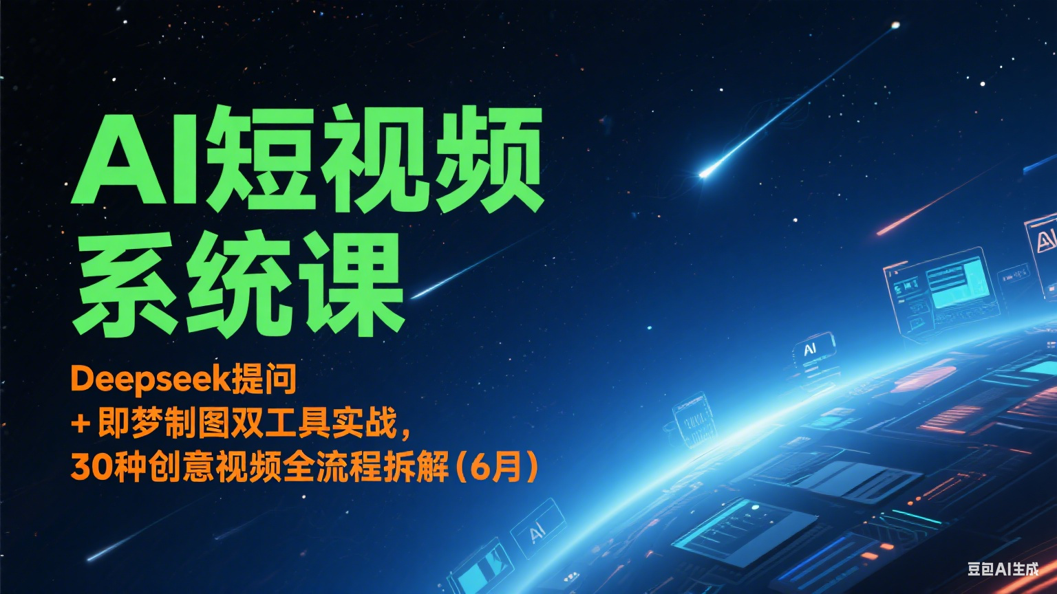 AI短视频系统课：Deepseek提问 + 即梦制图双工具实战，30种创意视频全流程拆解(6月)-雲鼎文化传媒