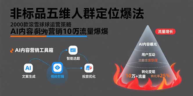 非标品五维人群定位法，2000款滚雪球运营策略，AI内容营销10万流量引爆-雲鼎文化传媒