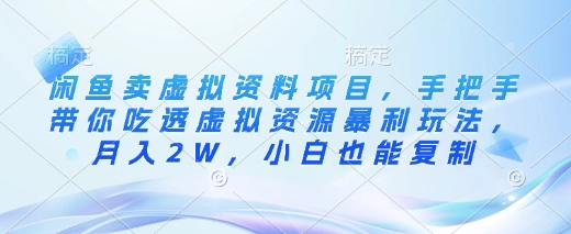 闲鱼卖虚拟资料项目，手把手带你吃透虚拟资源暴利玩法，月入2W，小白也能复制-雲鼎文化传媒