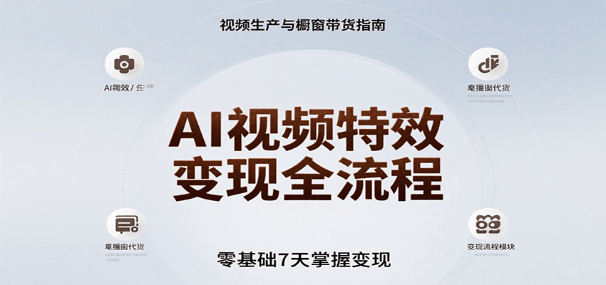 AI视频特效变现全流程，零基础7天掌握视频生产到橱窗带货变现-雲鼎文化传媒