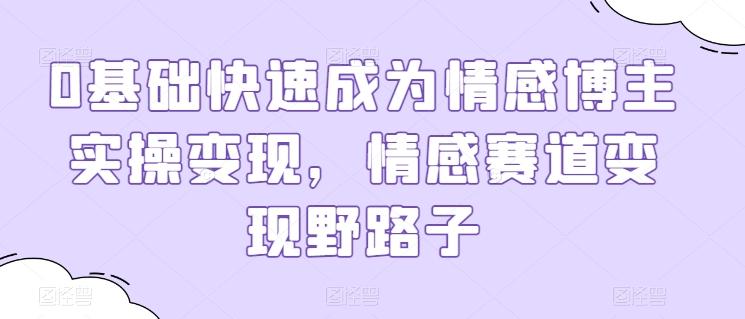 0基础快速成为情感博主实操变现，情感赛道变现野路子-雲鼎文化传媒