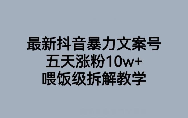最新抖音暴力文案号，五天涨粉10w+，喂饭级拆解教学-雲鼎文化传媒