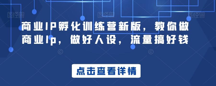 商业IP孵化训练营新版，教你做商业Ip，做好人设，流量搞好钱-雲鼎文化传媒