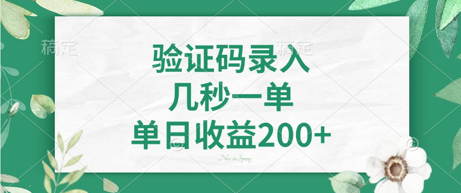 验证码录入，几秒一单，单日收益200+-雲鼎文化传媒
