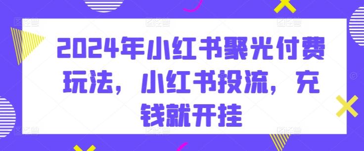 2024年小红书聚光付费玩法，小红书投流，充钱就开挂-雲鼎文化传媒