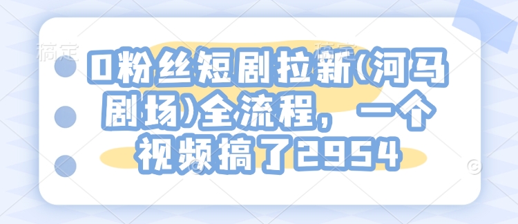 0粉丝短剧拉新(河马剧场)全流程，一个视频搞了2954-雲鼎文化传媒
