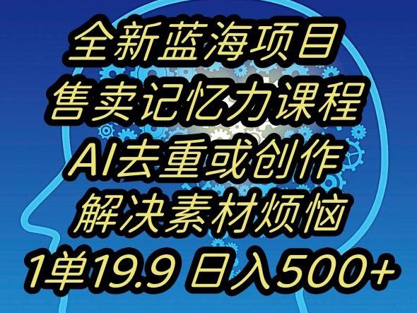 蓝海项目记忆力提升，AI去重，一单19.9日入500+【揭秘】-雲鼎文化传媒