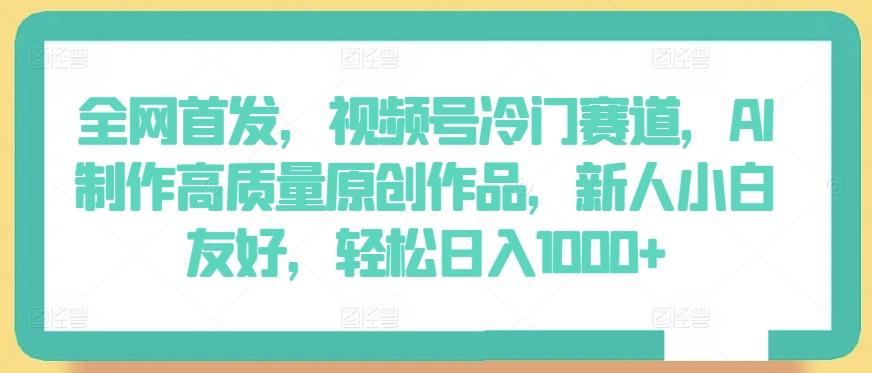 全网首发，视频号冷门赛道，AI制作高质量原创作品，新人小白友好，轻松日入1000+【揭秘】-雲鼎文化传媒