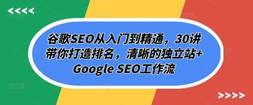 谷歌SEO从入门到精通，30讲带你打造排名，清晰的独立站+Google SEO工作流-雲鼎文化传媒