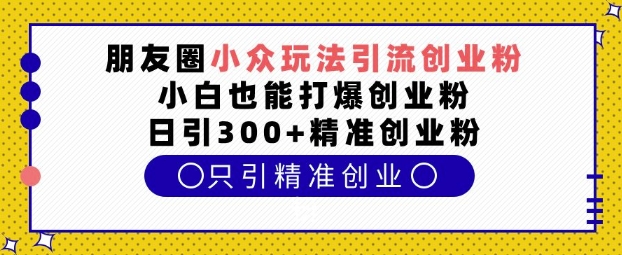 朋友圈小众玩法引流创业粉，小白也能打爆创业粉，日引300+精准创业粉【揭秘】-雲鼎文化传媒