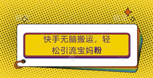 快手无脑搬运，轻松引流宝妈粉，纯小白轻松上手【揭秘】-雲鼎文化传媒