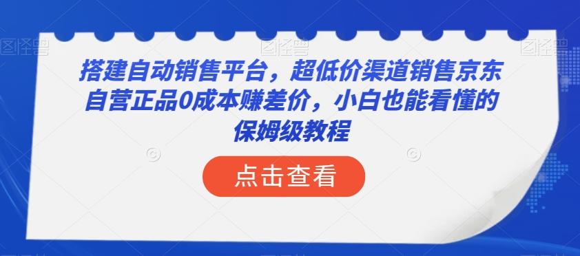 搭建自动销售平台，超低价渠道销售京东自营正品0成本赚差价，小白也能看懂的保姆级教程【揭秘】-雲鼎文化传媒