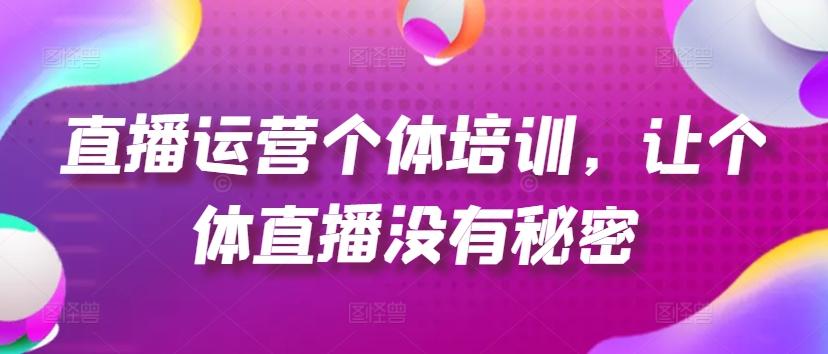 直播运营个体培训，让个体直播没有秘密，起号、货源、单品打爆、投流等玩法-雲鼎文化传媒