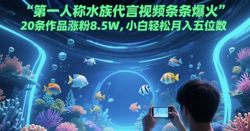 第一人称水族代言视频条条爆火，20条作品涨粉8.5W，小白轻松月入五位数-雲鼎文化传媒