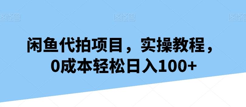 闲鱼代拍项目，实操教程，0成本轻松日入100+-雲鼎文化传媒