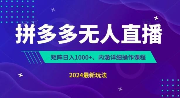 拼多多无人直播不封号，0投入，3天必起，无脑挂机，日入1k+【揭秘】-雲鼎文化传媒
