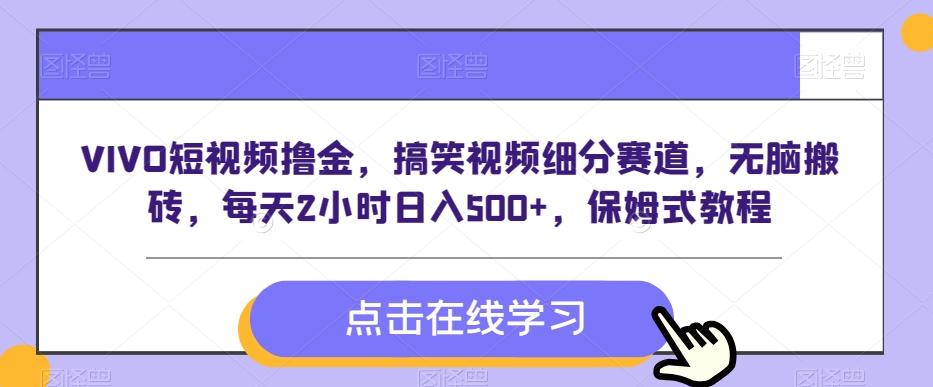VIVO短视频撸金，搞笑视频细分赛道，无脑搬砖，每天2小时日入500+，保姆式教程-雲鼎文化传媒