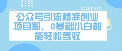 公众号引流精准创业项目粉，0基础小白都能轻松驾驭-雲鼎文化传媒