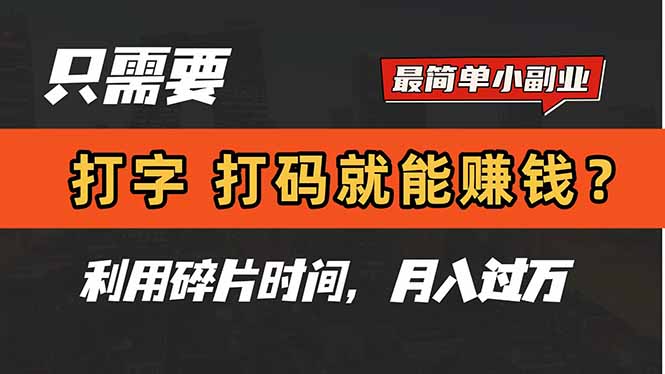 只需要打字，打码，就能赚钱？简单的赚钱小副业，利用碎片时间，月入过万-雲鼎文化传媒
