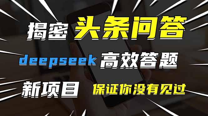 头条问答，刚出的新玩法！保证你没见过！用DeepSeek去高效答题，一个账…-雲鼎文化传媒