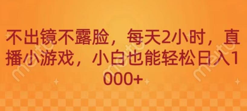 不出镜不露脸，每天2小时，直播小游戏，小白也能轻送日入1000+-雲鼎文化传媒