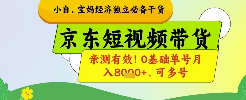 小白宝妈经济独立必备干货，京东短视频带货，亲测有效!0基础单号月入8k+，可多号【揭秘】-雲鼎文化传媒