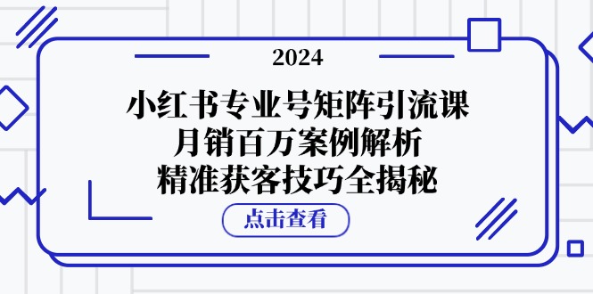 小红书专业号矩阵引流课，月销百万案例解析，精准获客技巧全揭秘-雲鼎文化传媒