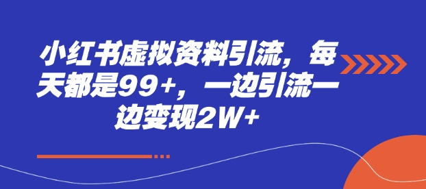 小红书虚拟资料引流，每天都是99+，一边引流一边变现2W+-雲鼎文化传媒
