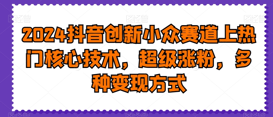 2024抖音创新小众赛道上热门核心技术，超级涨粉，多种变现方式【揭秘】-雲鼎文化传媒