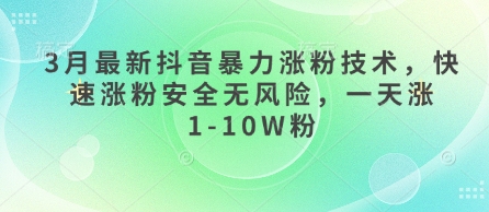 3月最新抖音暴力涨粉技术，快速涨粉安全无风险，一天涨1-10W粉-雲鼎文化传媒