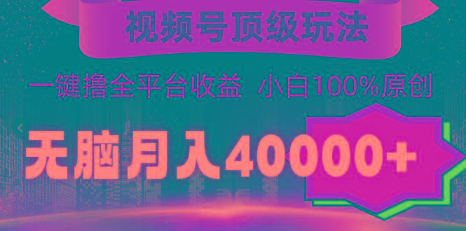 (9281期)视频号顶级玩法，无脑月入40000+，一键撸全平台收益，纯小白也能100%原创-雲鼎文化传媒