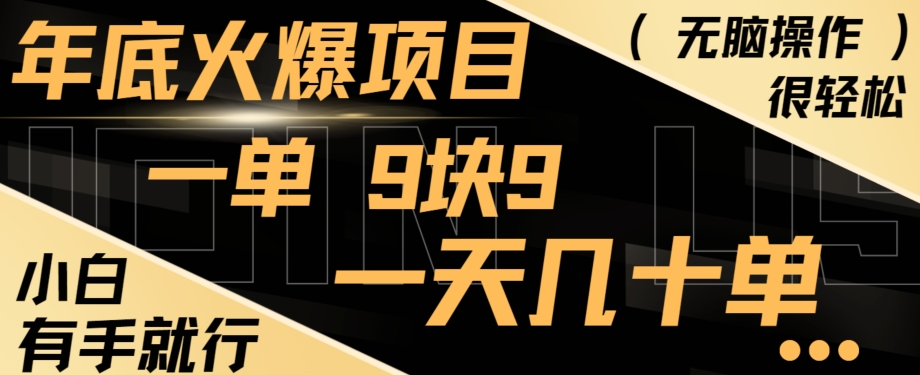 年底火爆项目，一单9.9，一天几十单，只需一部手机，傻瓜式操作，小白有手就行-雲鼎文化传媒