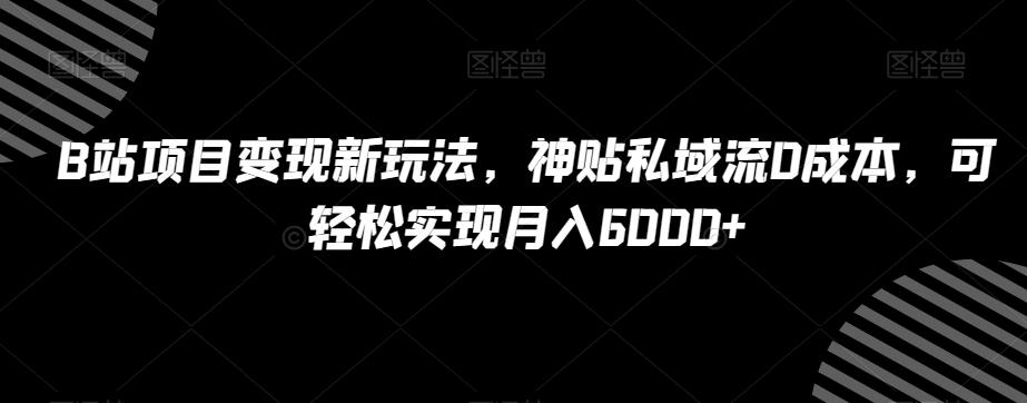B站项目变现新玩法，神贴私域流0成本，可轻松实现月入6000+【揭秘】-雲鼎文化传媒