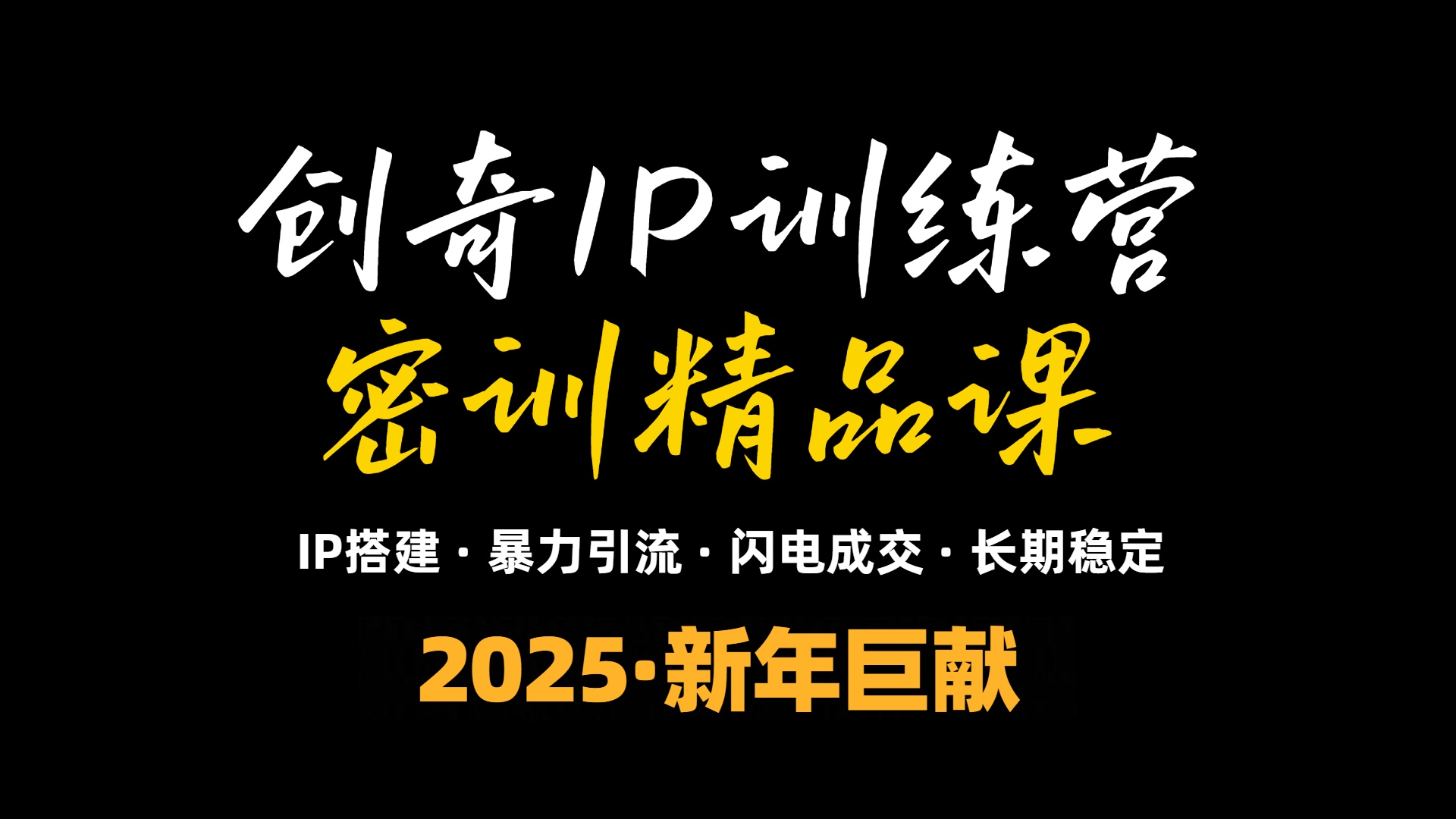 2025年“知识付费IP训练营”小白避坑年赚百万，暴力引流，闪电成交-雲鼎文化传媒