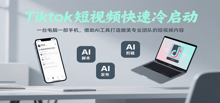 Tiktok短视频快速冷启动，一台电脑一部手机，借助AI工具打造媲美专业团队的短视频内容-雲鼎文化传媒