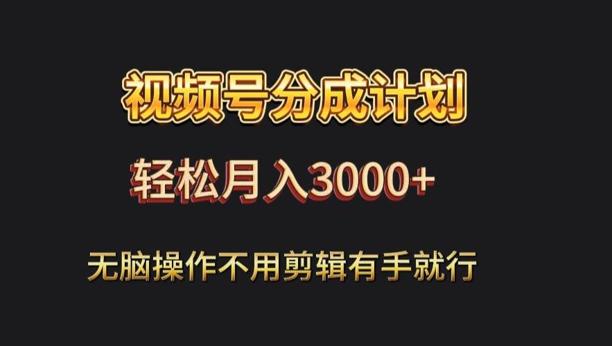 视频号流量分成，不用剪辑，有手就行，轻松月入2000+-雲鼎文化传媒