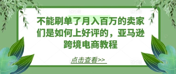 不能刷单了月入百万的卖家们是如何上好评的，亚马逊跨境电商教程-雲鼎文化传媒