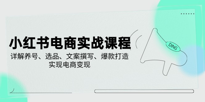 小红书电商实战课程，详解养号、选品、文案撰写、爆款打造，实现电商变现-雲鼎文化传媒