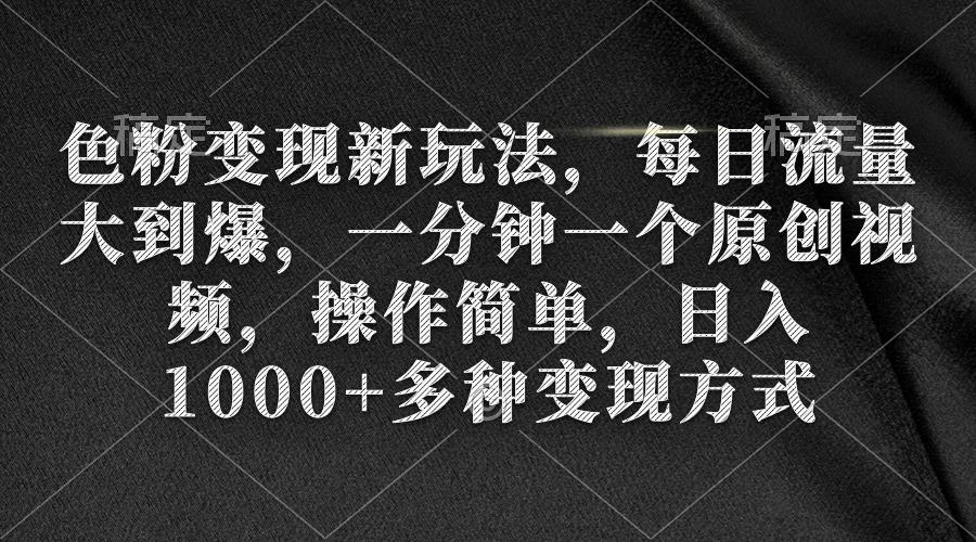 (9282期)色粉变现新玩法，每日流量大到爆，一分钟一个原创视频，操作简单，日入1…-雲鼎文化传媒