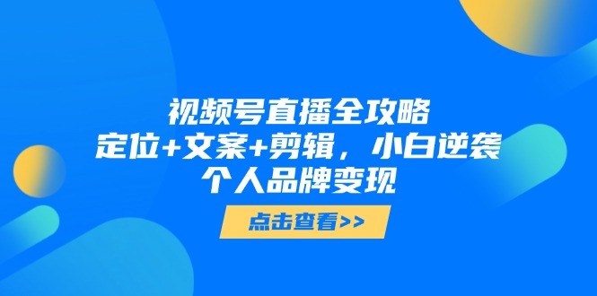 视频号直播全攻略，定位+文案+剪辑，小白逆袭个人品牌变现-雲鼎文化传媒