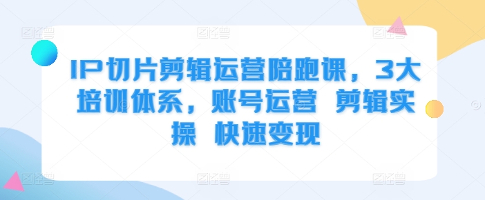 IP切片剪辑运营陪跑课，3大培训体系，账号运营 剪辑实操 快速变现-雲鼎文化传媒