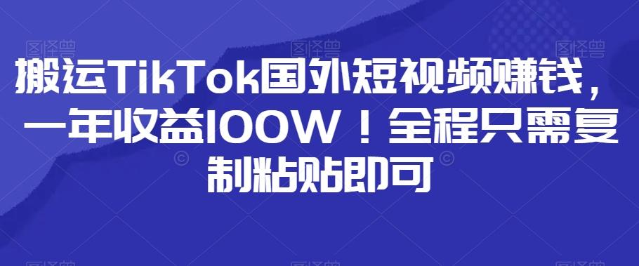搬运TikTok国外短视频赚钱，一年收益100W！全程只需复制粘贴即可-雲鼎文化传媒