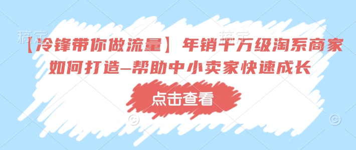 【冷锋带你做流量】年销千万级淘系商家如何打造–帮助中小卖家快速成长-雲鼎文化传媒