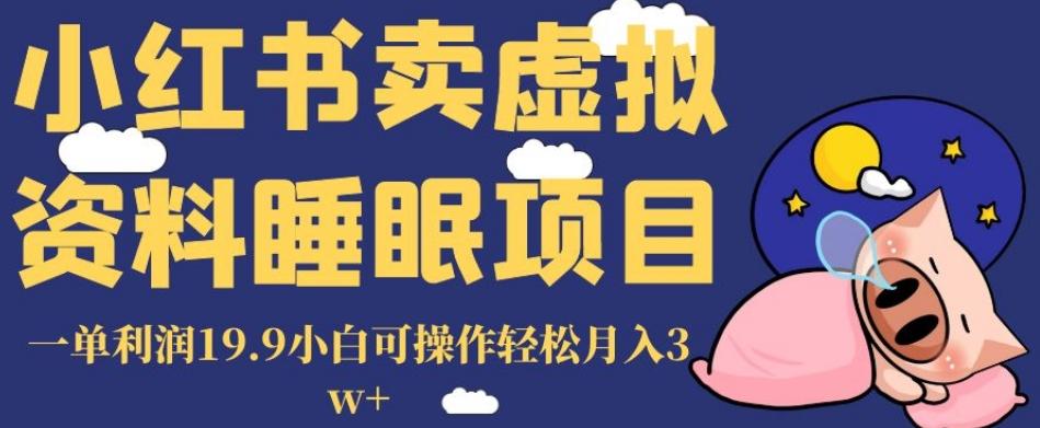 小红书卖虚拟资料睡眠项目，一单利润19.9小白可操作轻松月入3w+【揭秘】-雲鼎文化传媒