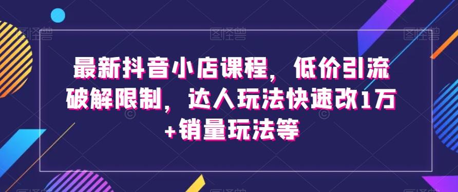 最新抖音小店课程，低价引流破解限制，达人玩法快速改1万+销量玩法等-雲鼎文化传媒